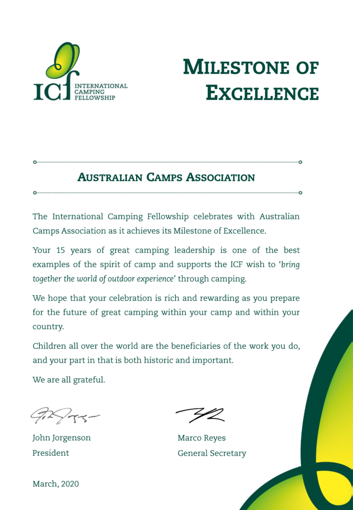 ACA - ICF Milestone of Ecxellence 15yrs web.png